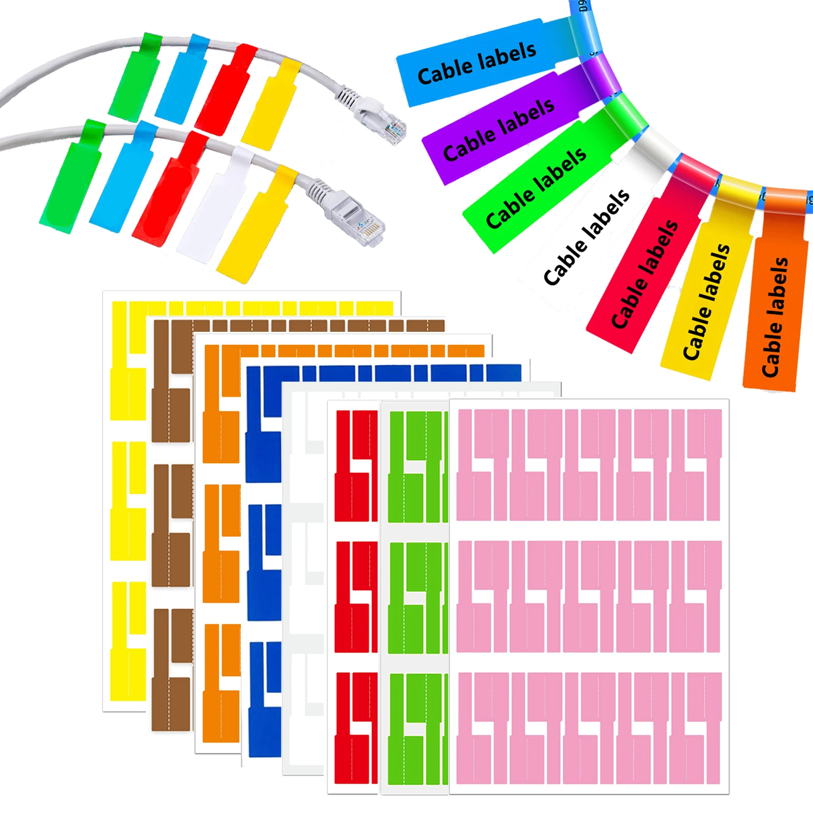 Industrial Lasers - 240pcs Self-Adhesive Cable Labels Colorful Waterproof