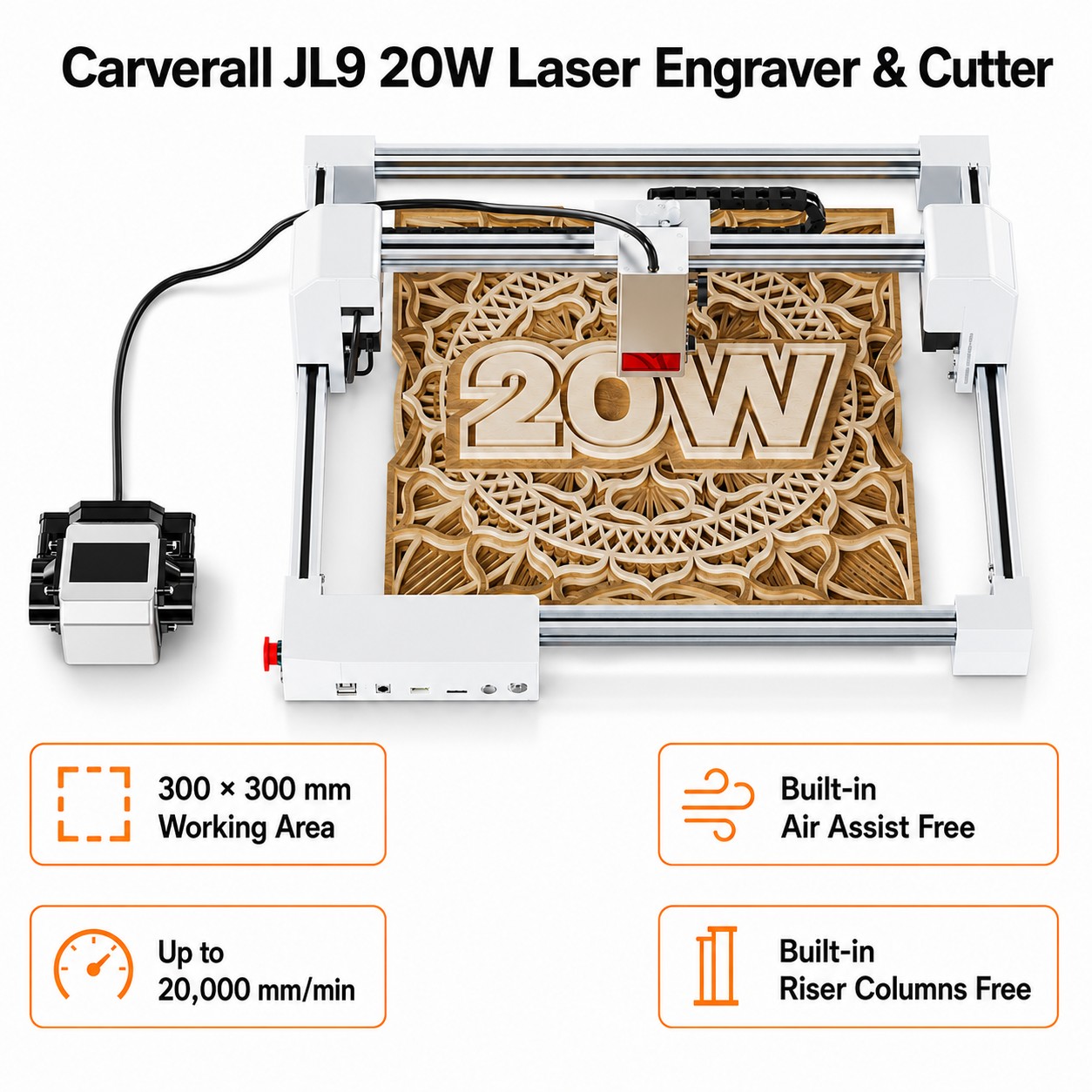 Industrial Handheld Laser Engraver - Carverall JL9 20W Laser Engraver Cutter,