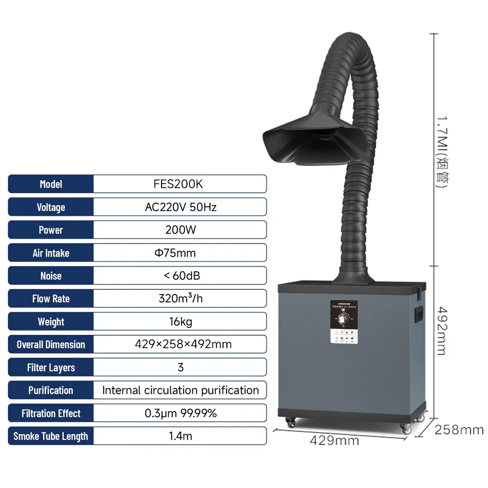 KNOKOO 200W Industrial Dust Fi - Fume Extractor Laser ulasan dan harga