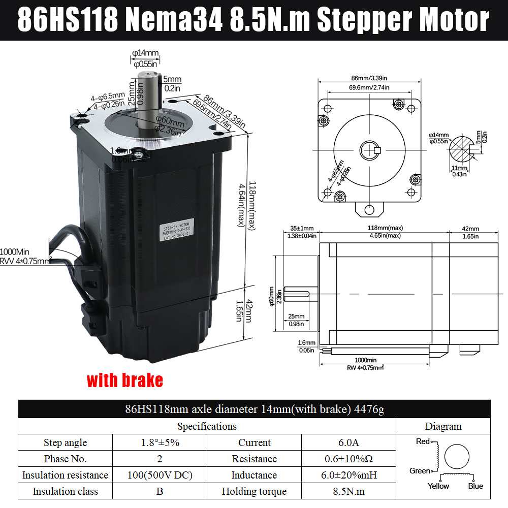 MHCNC Nema34 118mm 8.5Nm Open  - Stepper Driver Cnc ulasan dan harga